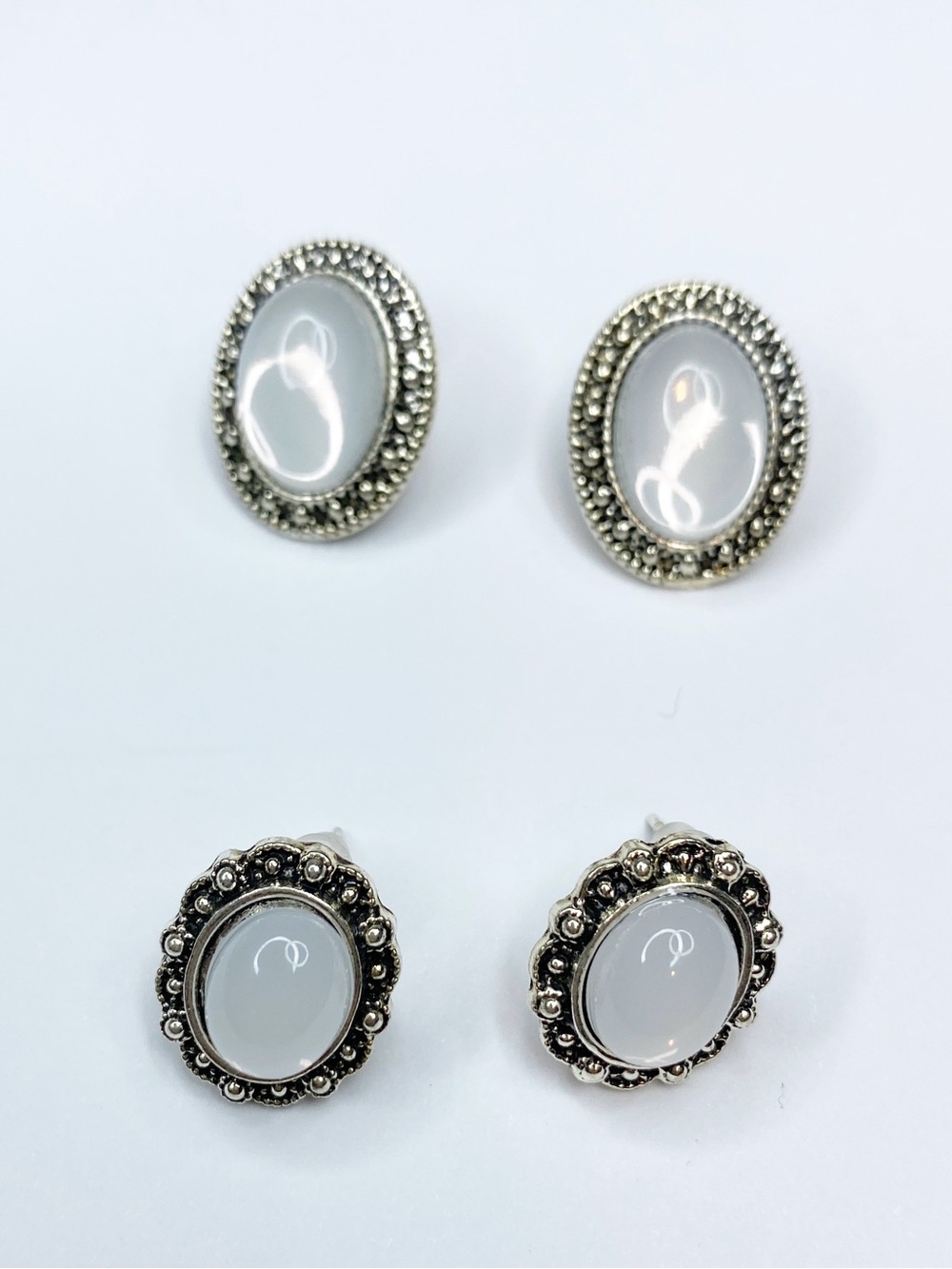 Whimsygoth Witchy Faux Moonstone Earrings Set of 2